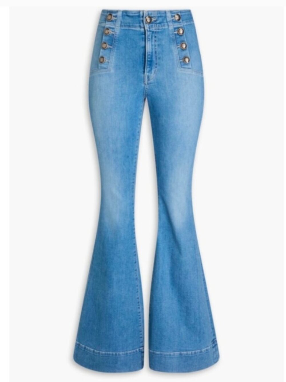 Veronica Beard Sheridan Exaggerated flare high rise sailor button denim jeans 29 - Picture 2 of 8